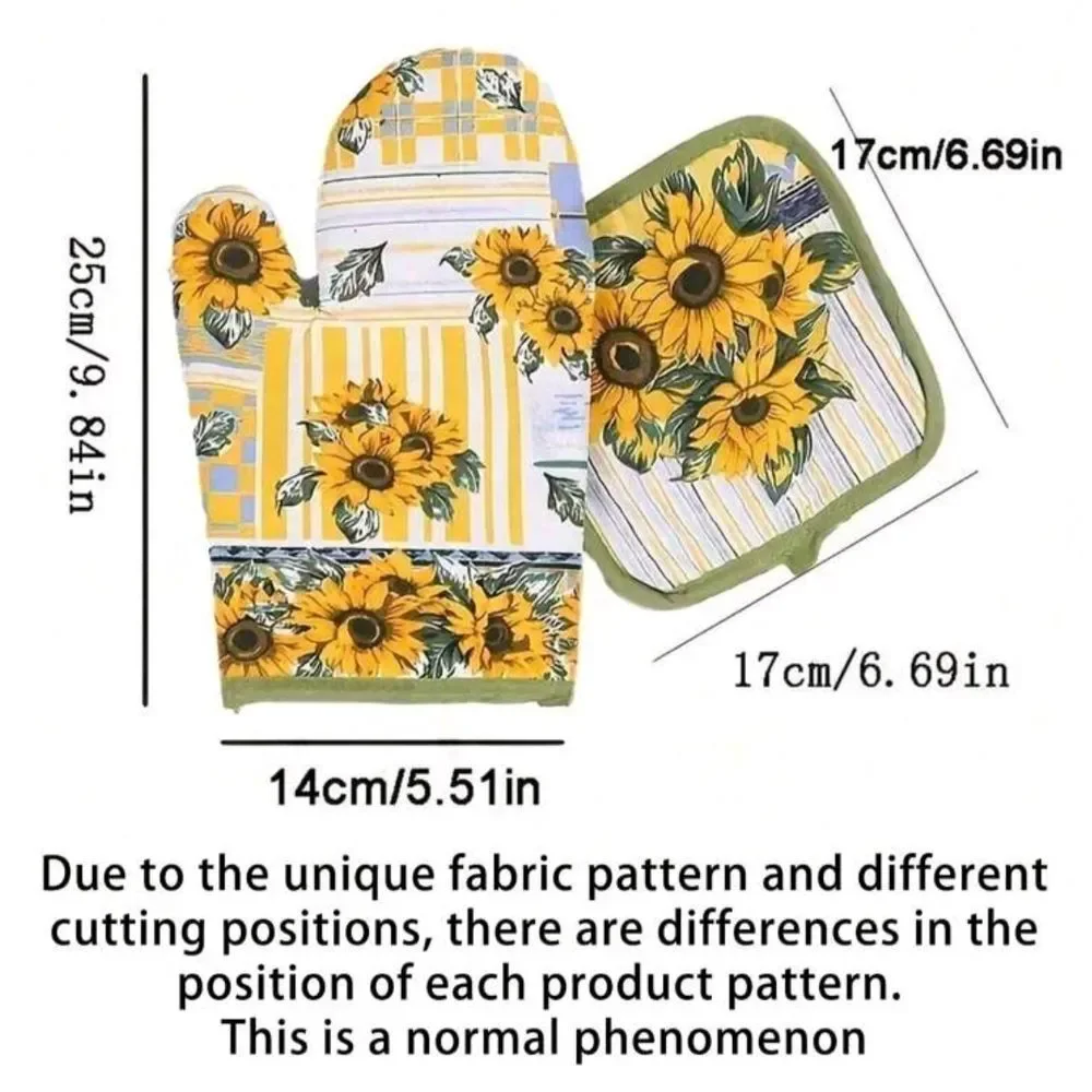 Sunflower Kitchen Linens Set in Yellow and Green NWT